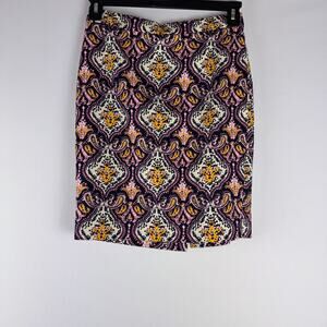 Womens J Crew the Pencil Skirt Mini Fashion Casual Cotton Paisley Pink Size 0/XS